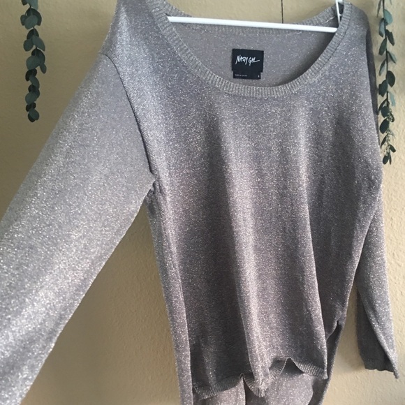 Nasty Gal | Oversized Taupe Glitter Sweater - Picture 3 of 6